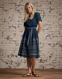 Embroidered Indigo Cotton Dress