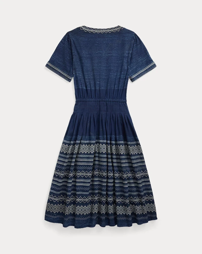Embroidered Indigo Cotton Dress
