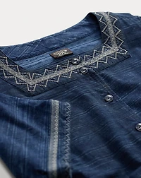 Embroidered Indigo Cotton Dress