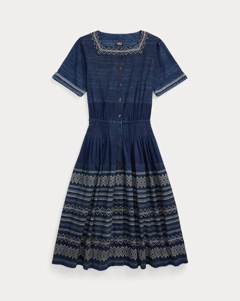 Embroidered Indigo Cotton Dress