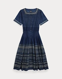 Embroidered Indigo Cotton Dress