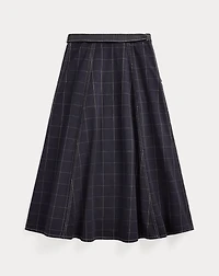 Indigo Windowpane Linen Wrap Skirt