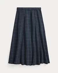 Indigo Windowpane Linen Wrap Skirt