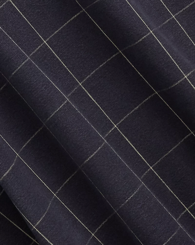 Indigo Windowpane Linen Wrap Skirt