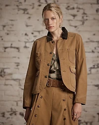 Corduroy-Collar Canvas Jacket