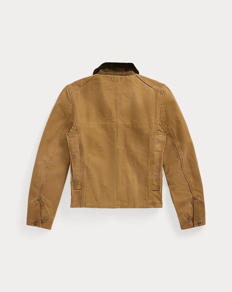 Corduroy-Collar Canvas Jacket