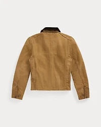 Corduroy-Collar Canvas Jacket
