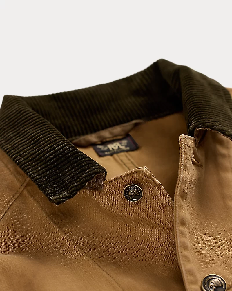 Corduroy-Collar Canvas Jacket