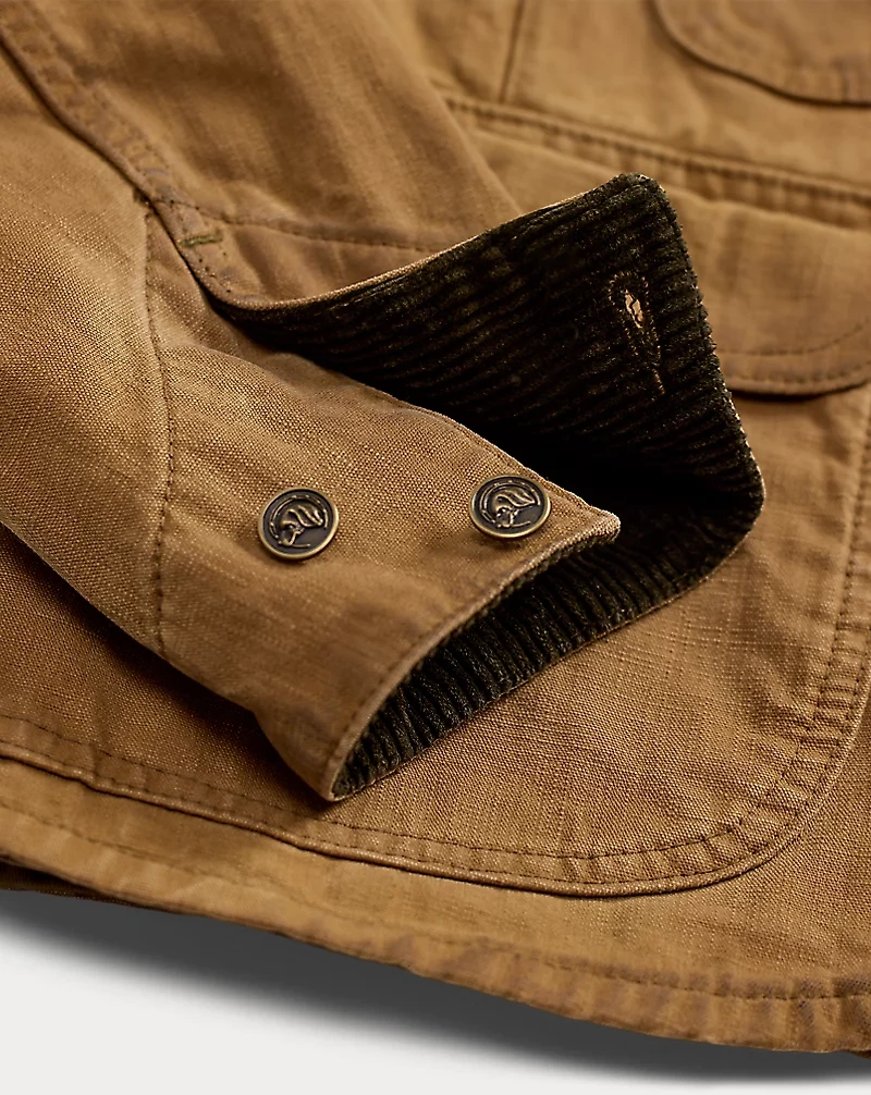 Corduroy-Collar Canvas Jacket