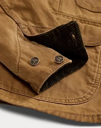 Corduroy-Collar Canvas Jacket