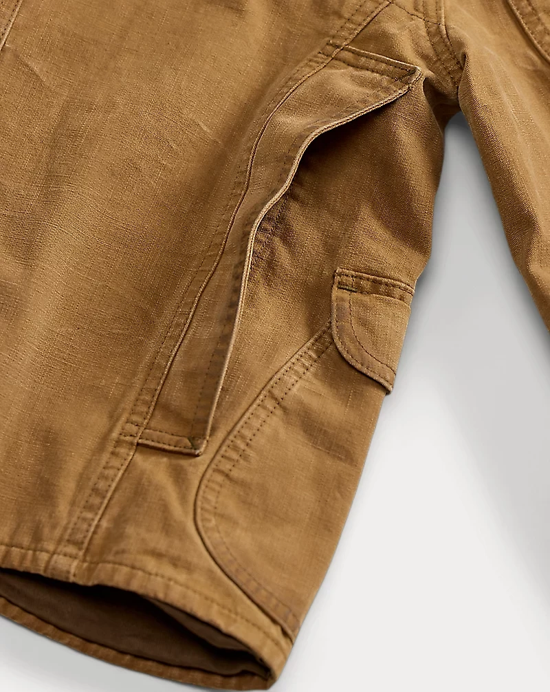 Corduroy-Collar Canvas Jacket