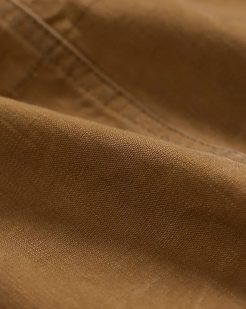 Corduroy-Collar Canvas Jacket