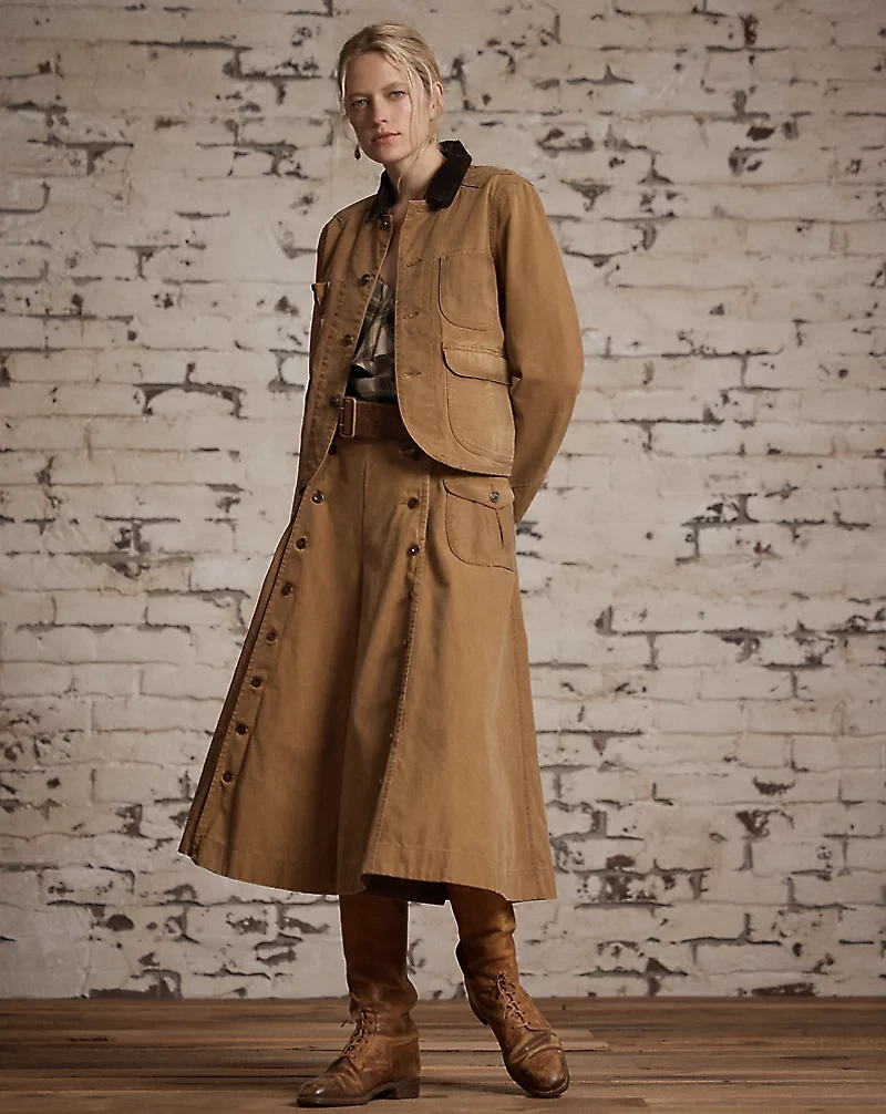 Corduroy-Collar Canvas Jacket