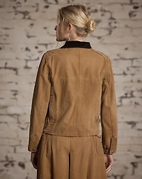 Corduroy-Collar Canvas Jacket