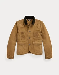 Corduroy-Collar Canvas Jacket
