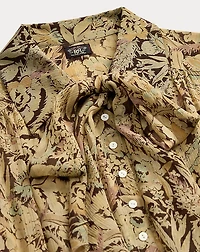 Floral-Print Crinkled Silk Blouse
