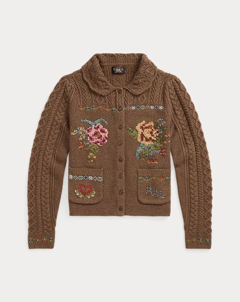 Hand-Embroidered Wool-Blend Cardigan