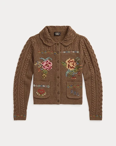 Hand-Embroidered Wool-Blend Cardigan