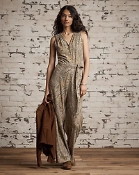 Paisley Linen-Cotton Jersey Jumpsuit