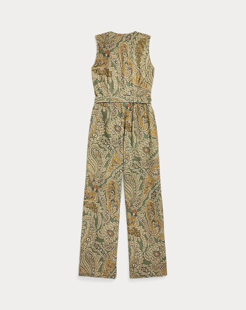 Paisley Linen-Cotton Jersey Jumpsuit