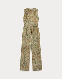 Paisley Linen-Cotton Jersey Jumpsuit