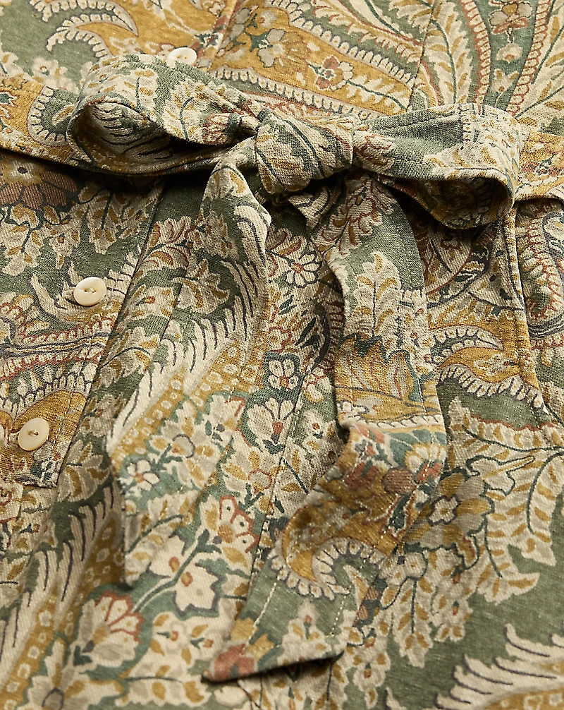 Paisley Linen-Cotton Jersey Jumpsuit