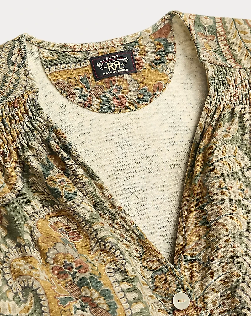 Paisley Linen-Cotton Jersey Jumpsuit
