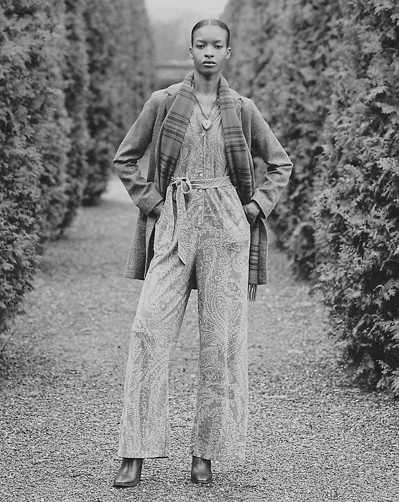 Paisley Linen-Cotton Jersey Jumpsuit