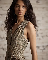 Paisley Linen-Cotton Jersey Jumpsuit