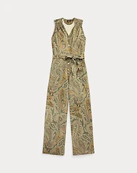 Paisley Linen-Cotton Jersey Jumpsuit