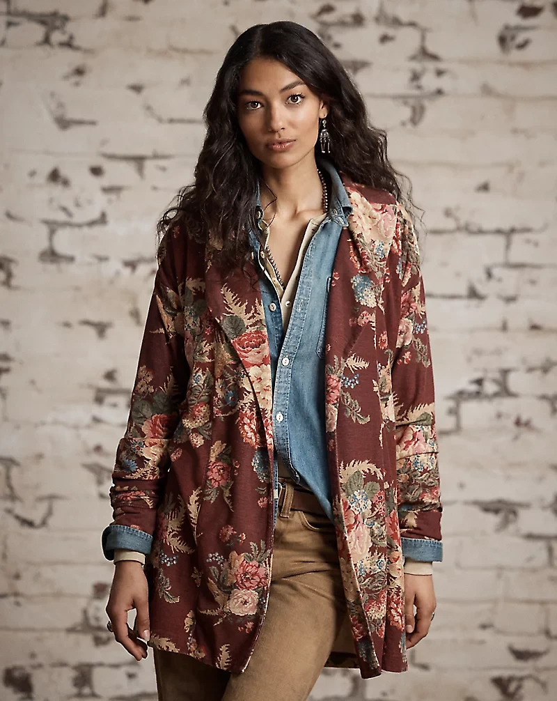 Floral Linen-Cotton Jersey Duster