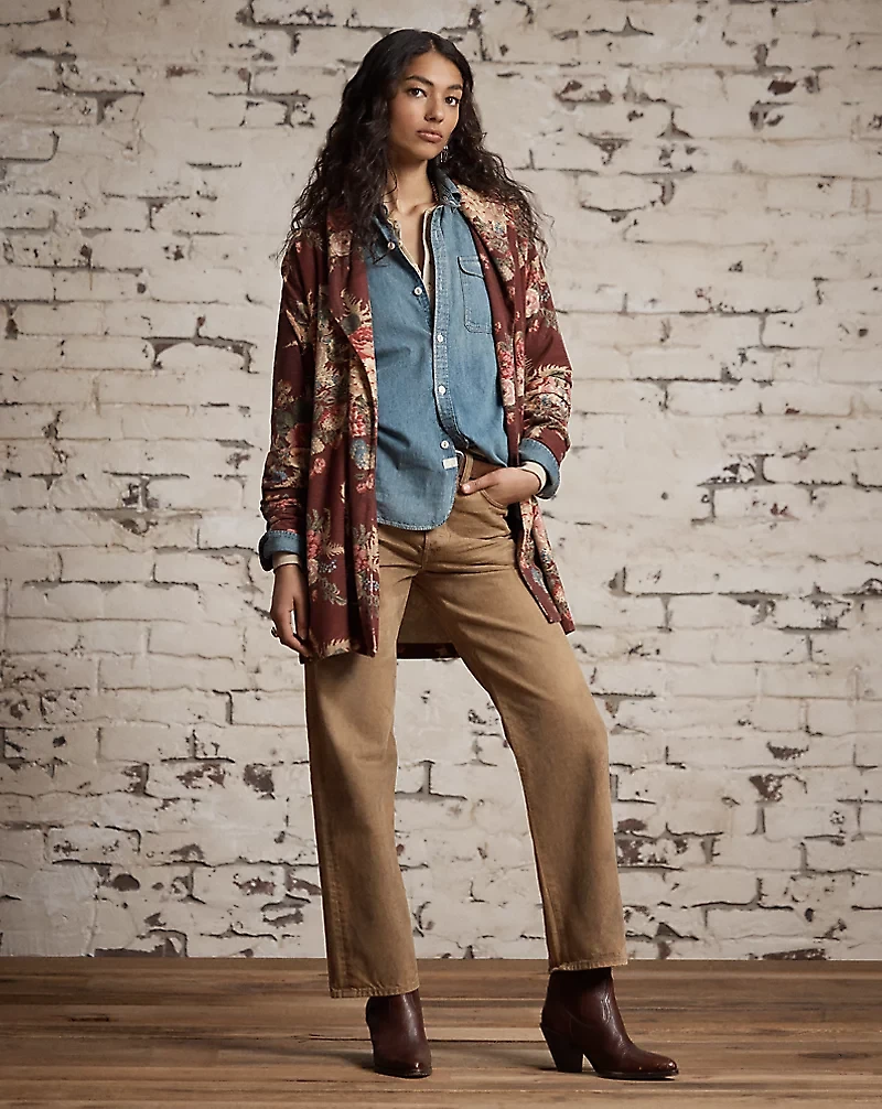 Floral Linen-Cotton Jersey Duster