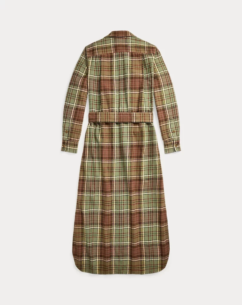 Plaid Cotton Twill Shirtdress