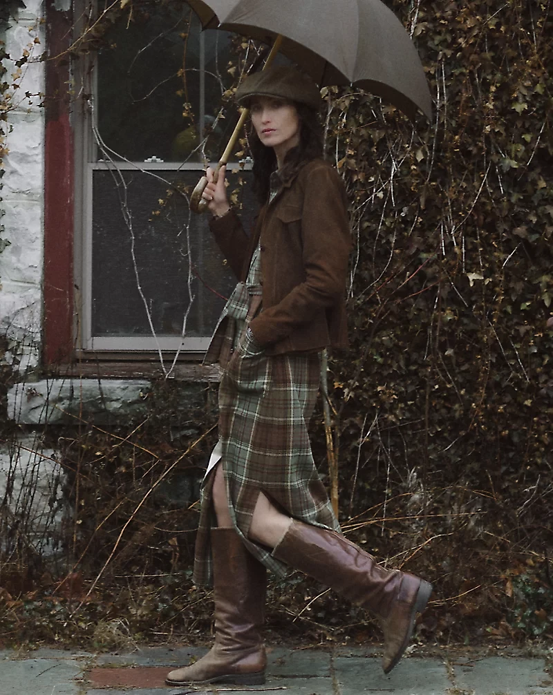 Plaid Cotton Twill Shirtdress