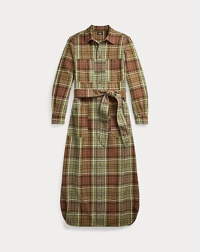 Plaid Cotton Twill Shirtdress