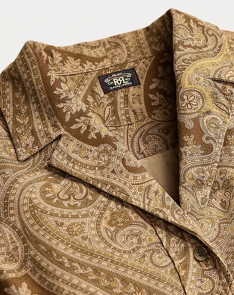 Belted Paisley-Print Corduroy Dress
