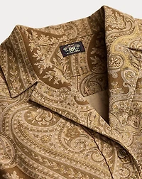 Belted Paisley-Print Corduroy Dress