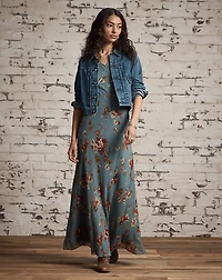 Floral Crinkled Silk Chiffon Dress