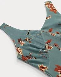 Floral Crinkled Silk Chiffon Dress