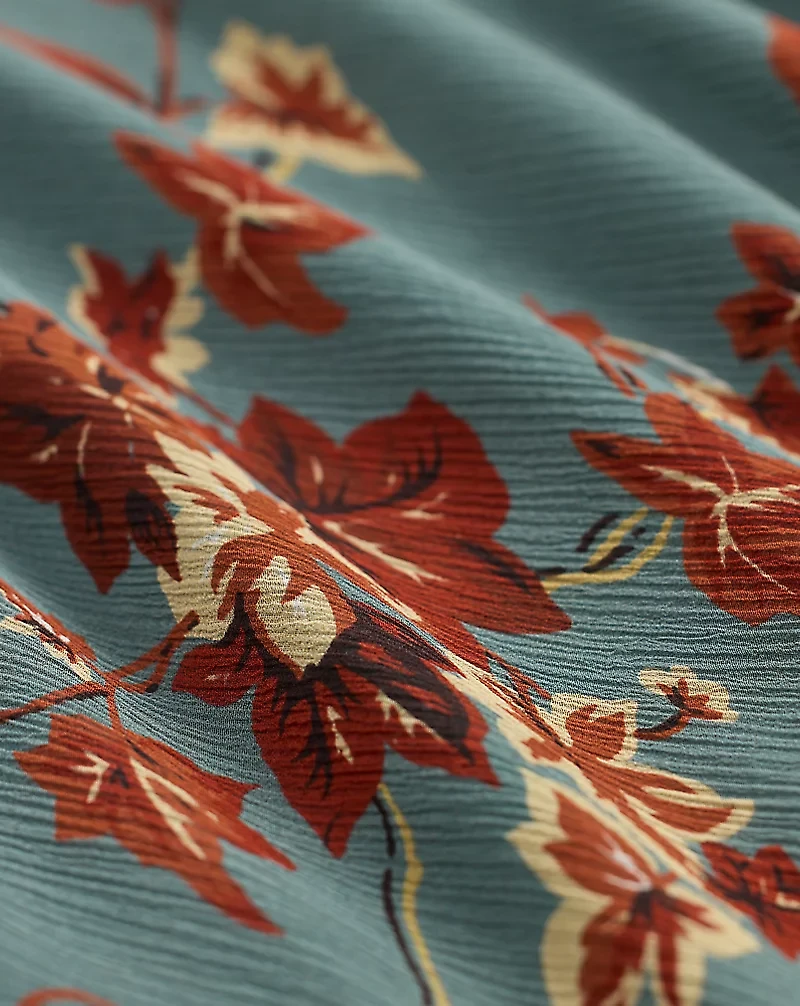 Floral Crinkled Silk Chiffon Dress