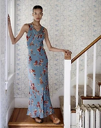 Floral Crinkled Silk Chiffon Dress