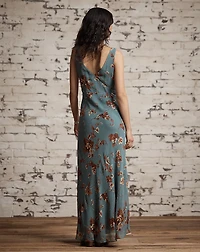 Floral Crinkled Silk Chiffon Dress