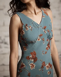 Floral Crinkled Silk Chiffon Dress
