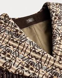 Fringe-Trim Jacquard Wrap Coat