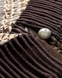 Fringe-Trim Jacquard Wrap Coat