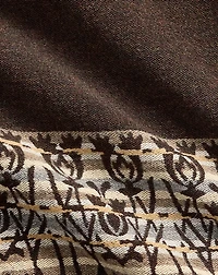 Fringe-Trim Jacquard Wrap Coat