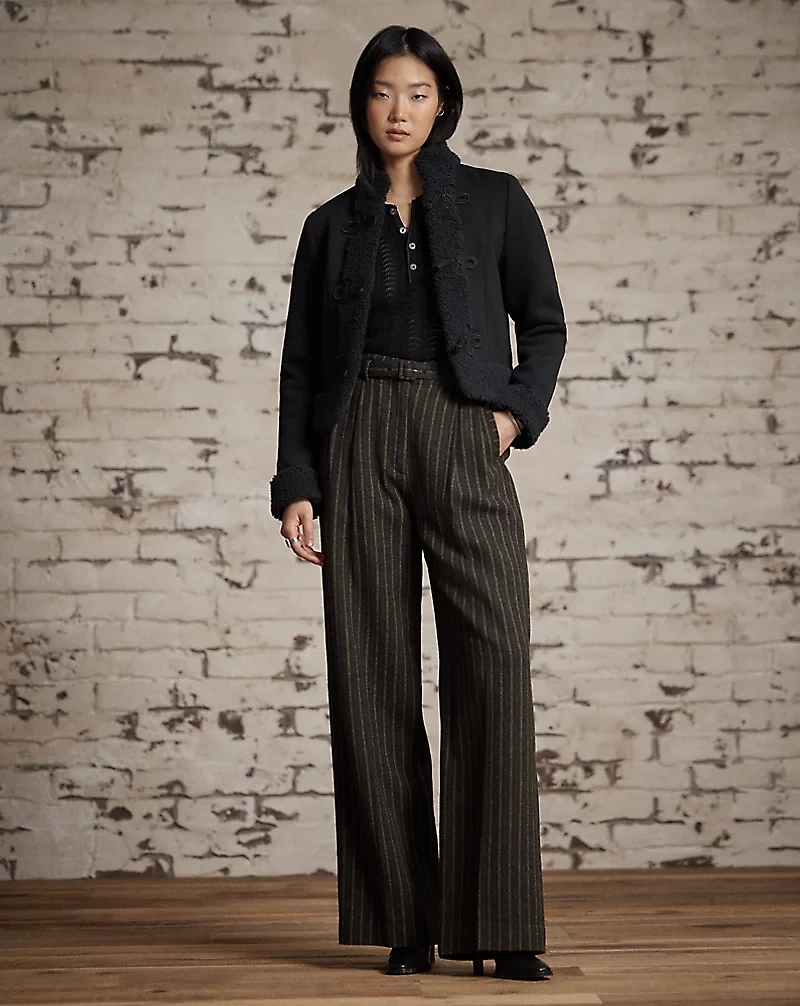 Striped Wool-Cotton Pant