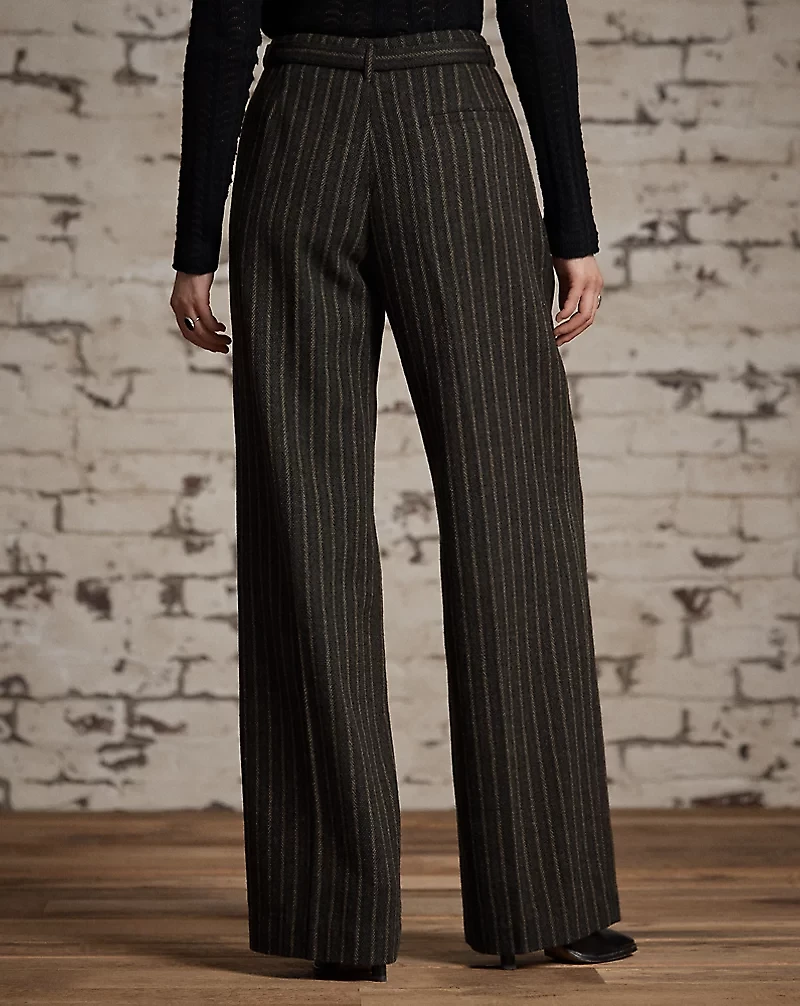 Striped Wool-Cotton Pant