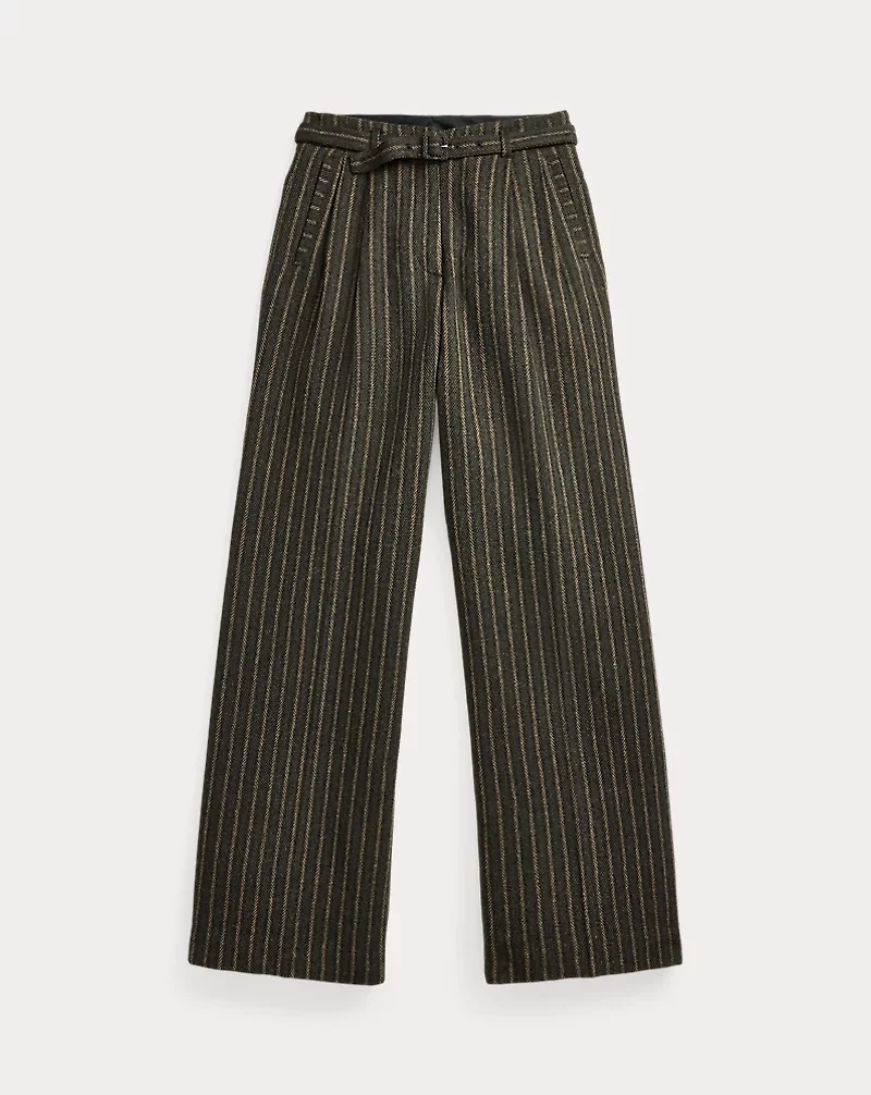 Striped Wool-Cotton Pant