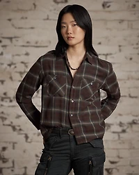 Heathered Plaid Cotton Shirt